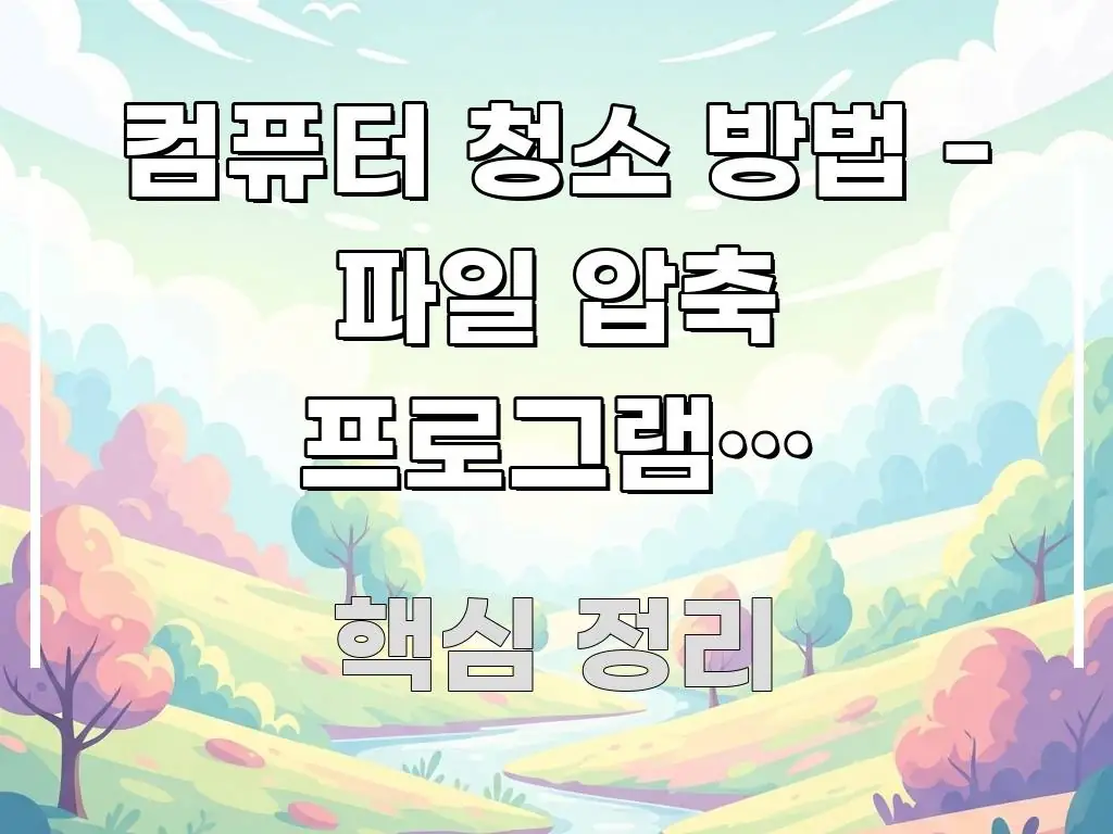 컴퓨터 청소 방법 - 파일 압축 프로그램을 사용하여 전문적으로 분석한 텍스트 기반 블로그 이미지 - 독자 이해를 위한 이미지